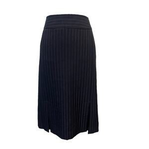 Kasper Skirt Plus size 16W Black White Pinstripe Knee Kick Pleats Career Suit